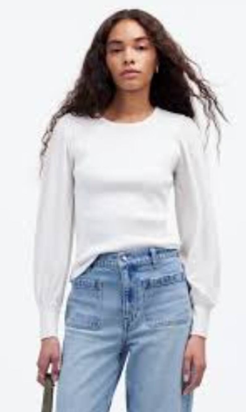 Madewell Puff Sleeve Top White XS NWOT